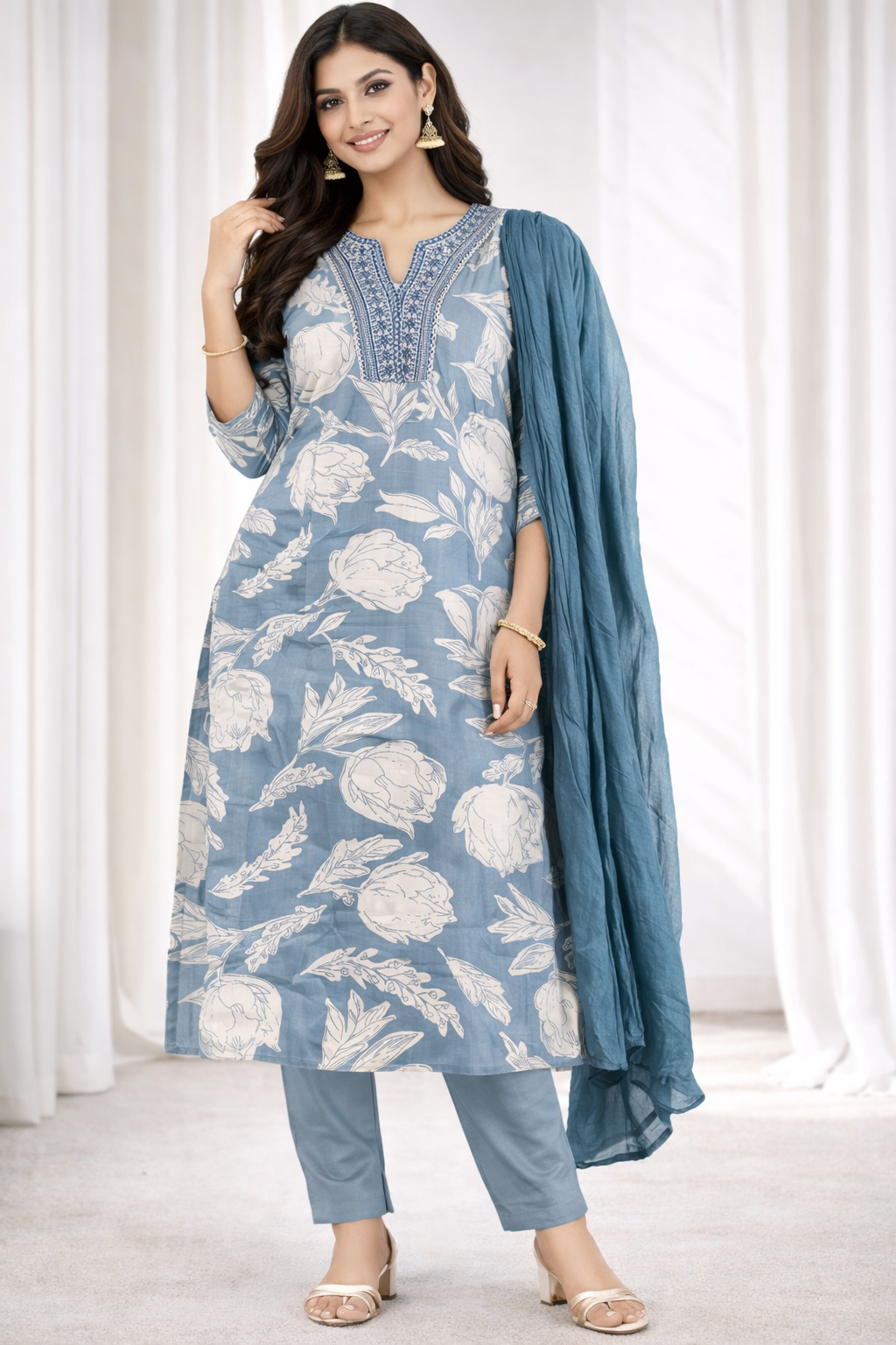 soft & breathable rayon cotton co ord set for women with dupatta