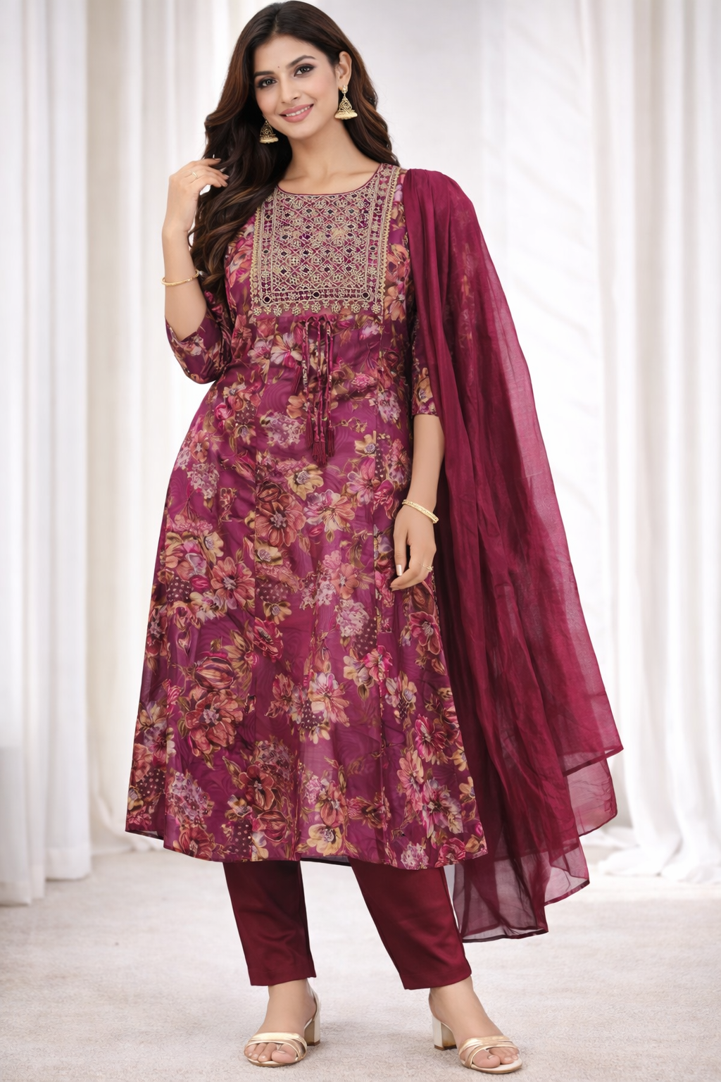 luxury embroidered ethnic kurti set