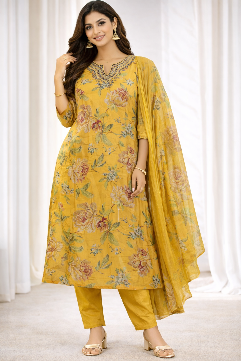 premium organza kurti set with dupatta for festive glam