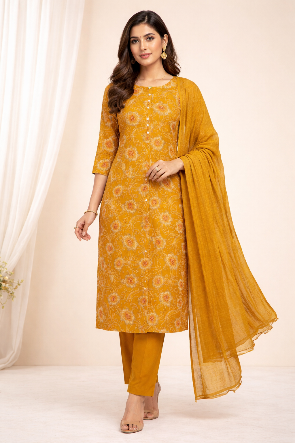 premium vatican digital print kurti set with dupatta