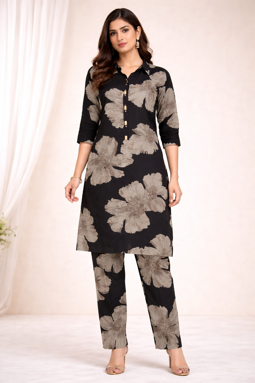 elegant floral rayon co ord set for women