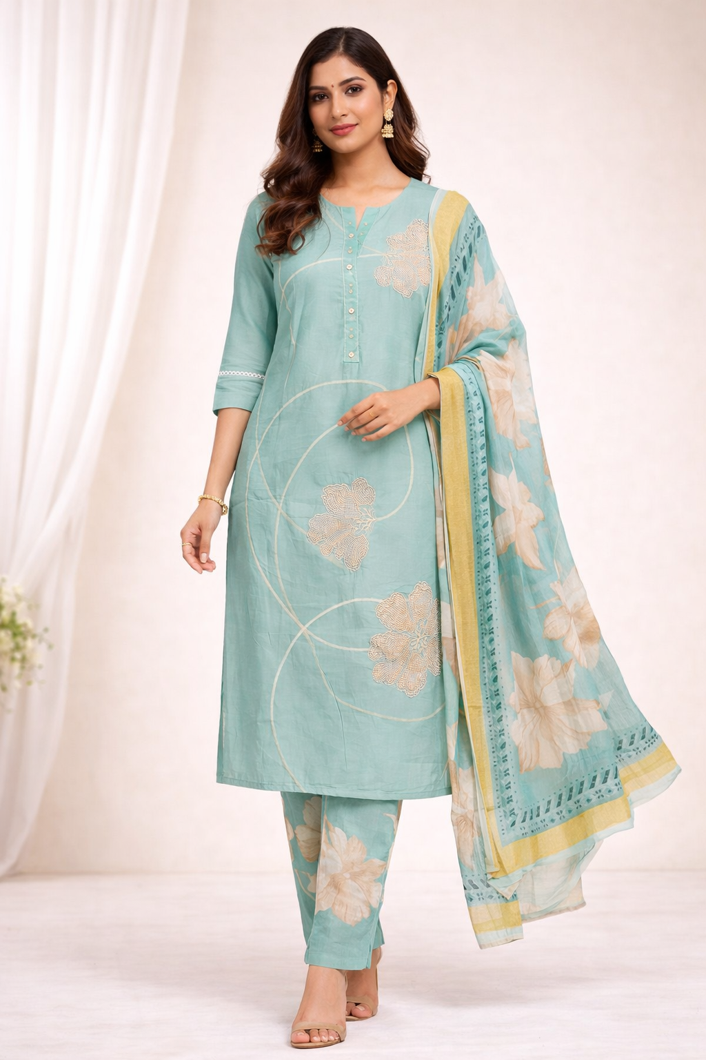 cotton silk 3 piece set — tradition with a touch of luxury