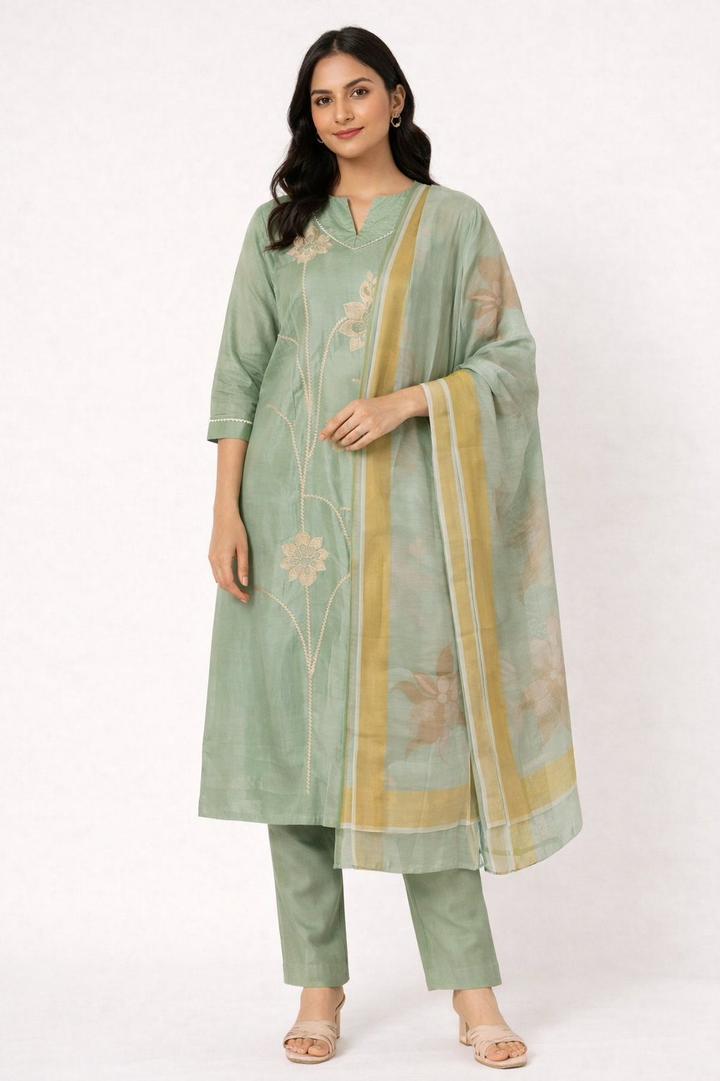 premium cotton soft silk kurti set with dupatta