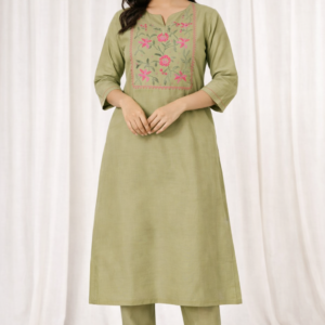 elegant embroidered neck 2 piece set — subtle luxury